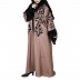 Front open embroidery abaya- Coral Pink